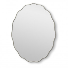 Овальное волнистое зеркало в серебряной раме Fancy Oval Silver (Фэнси) Smal 60*80 см 